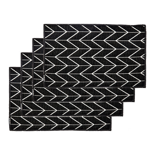 Placemat Woven Cotton (Set of 4) - Black & White / Herringbone