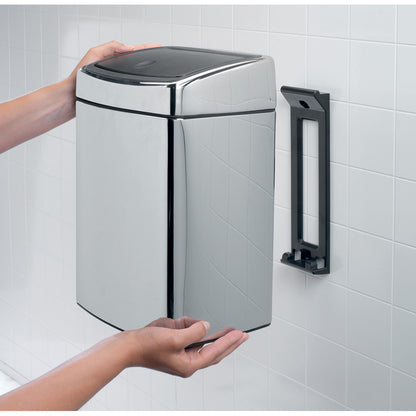 Touch Bin Rectangular 10 litre - Brilliant Steel