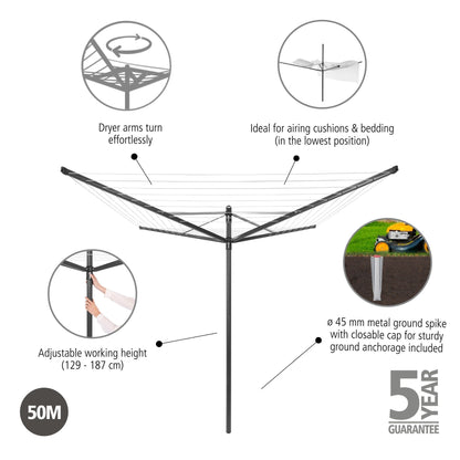 Lift-O-Matic Rotary 50 metre -Anthracite