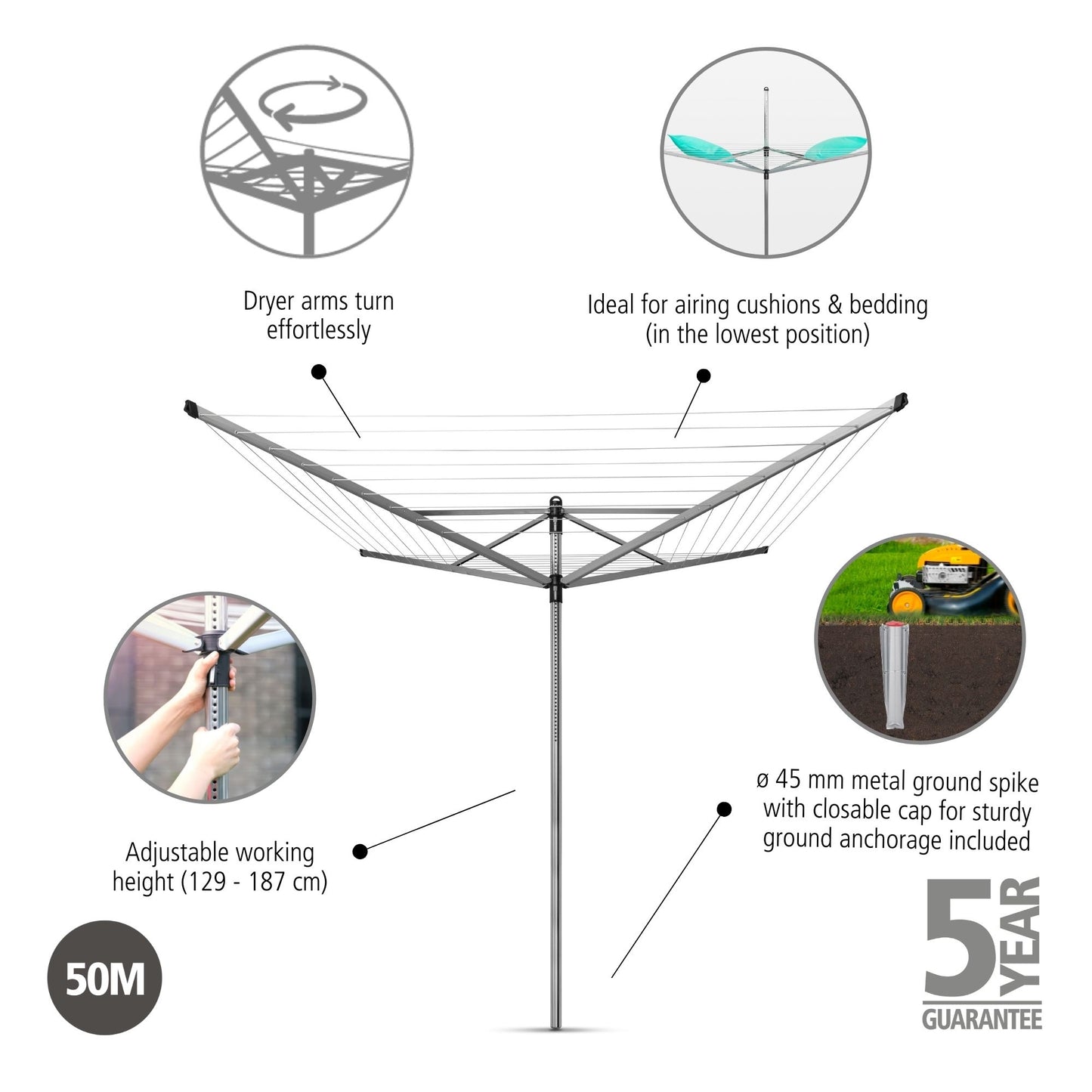 Rotary Dryer, Lift-o-Matic 4-arm 50 metre