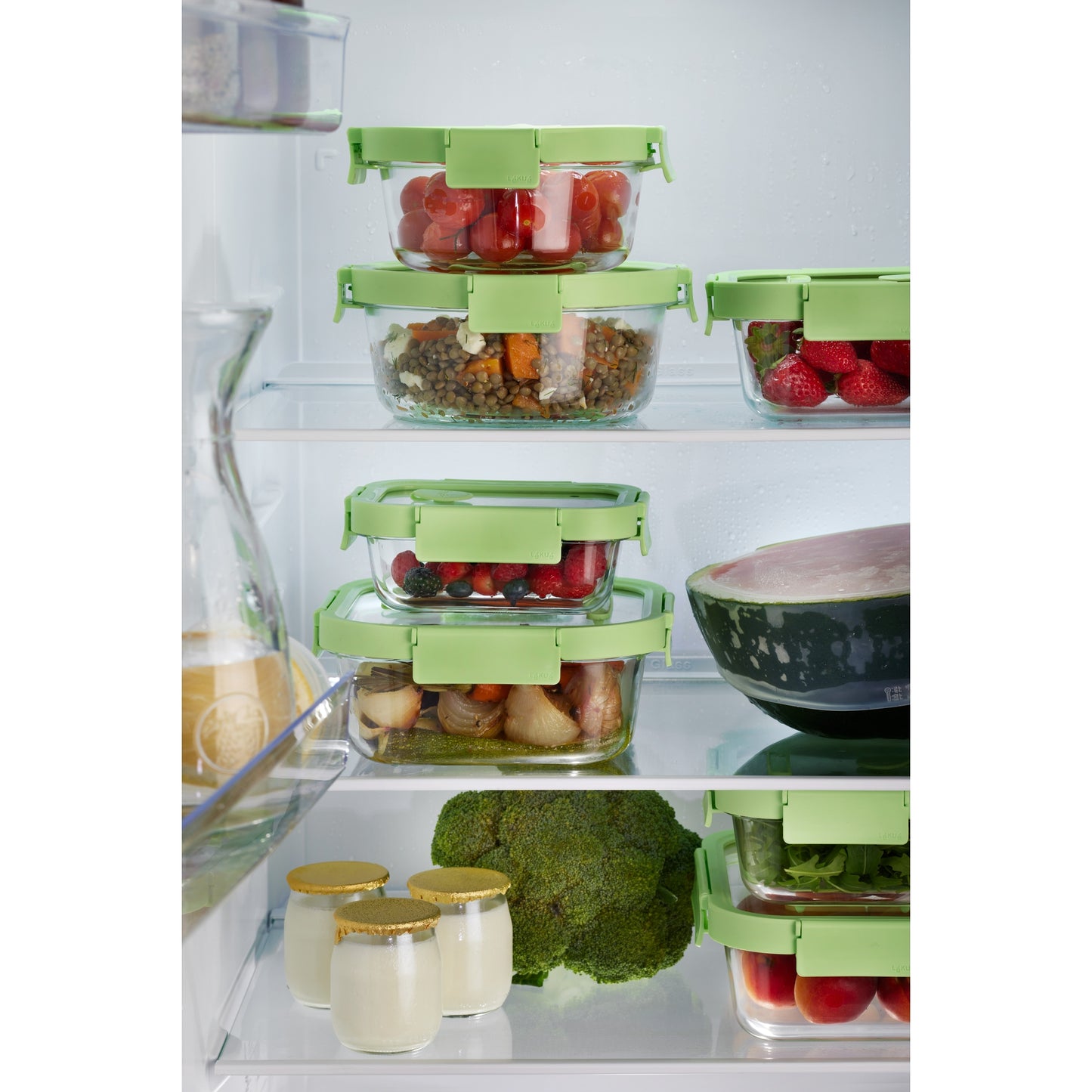 Glass Container Rectangular, 1050 ml - Green