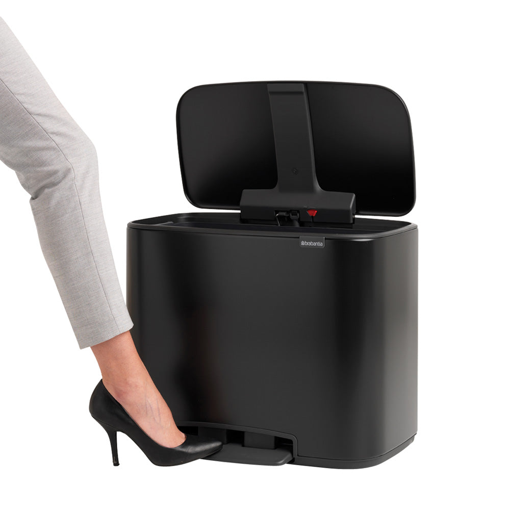Bo Pedal Bin 3 x 11 litre - Matt Black