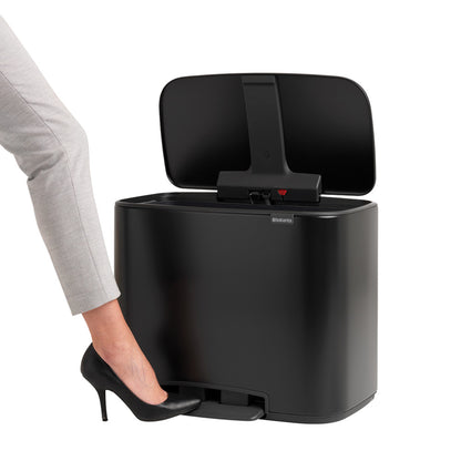 Bo Pedal Bin 3 x 11 litre - Matt Black