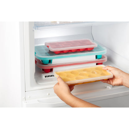 Rectangular Ice Cube Tray with Lid - Turquoise