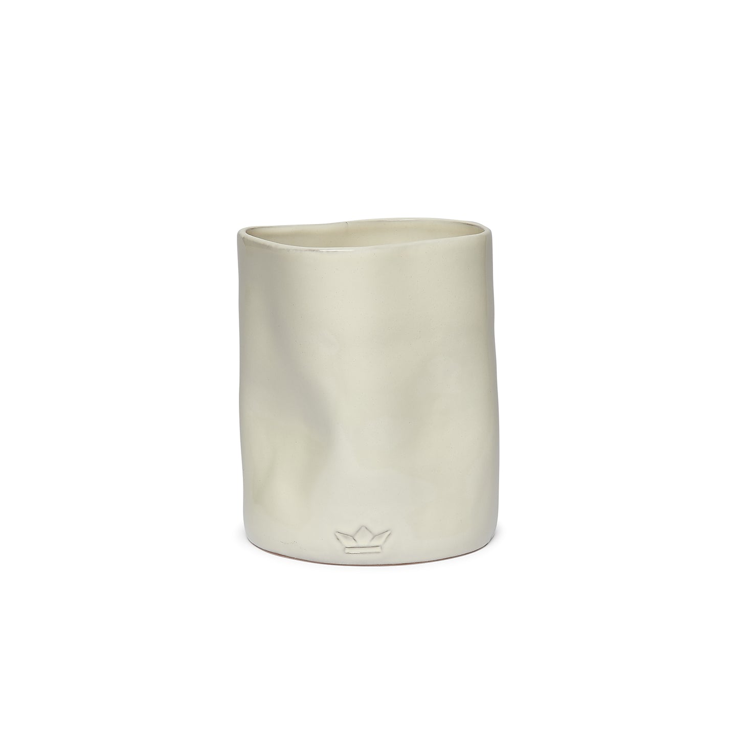 Utensil Holder Dented Crock Ceramic - White
