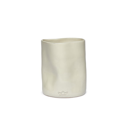 Utensil Holder Dented Crock Ceramic - White