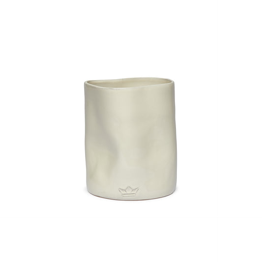 Utensil Holder Dented Crock Ceramic - White
