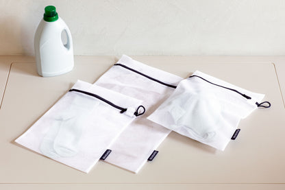 Wash Bags Set of 3 - White / Grey Zipper