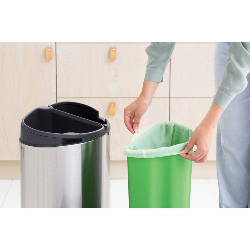 Touch Bin New Recycle 10 + 23 litre - Matt Steel Fingerprint Proof