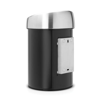 Touch Bin 3 litre - Matt Black with Matt Steel Lid