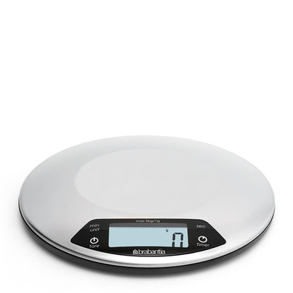 Digital Kitchen Scale, Round - Matt Steel