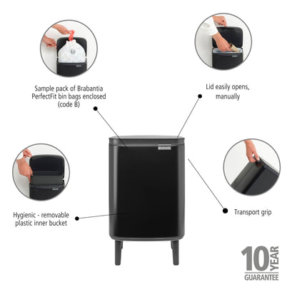 Bo Waste Bin Hi 7 litre - Matt Black