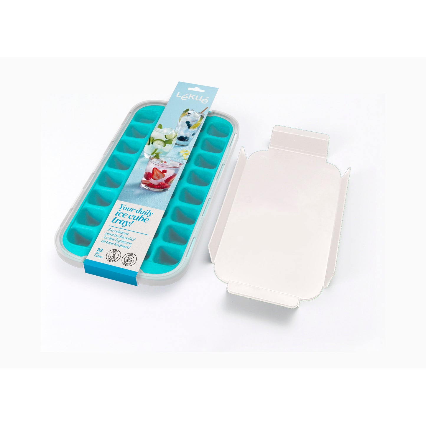 Industrial Ice Cube Tray with Lid - Turquoise