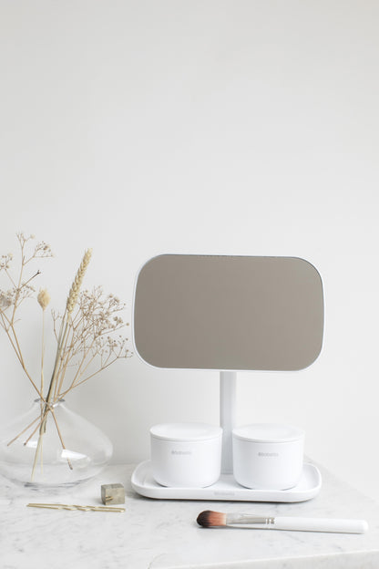 Mirror with Storage Tray - White