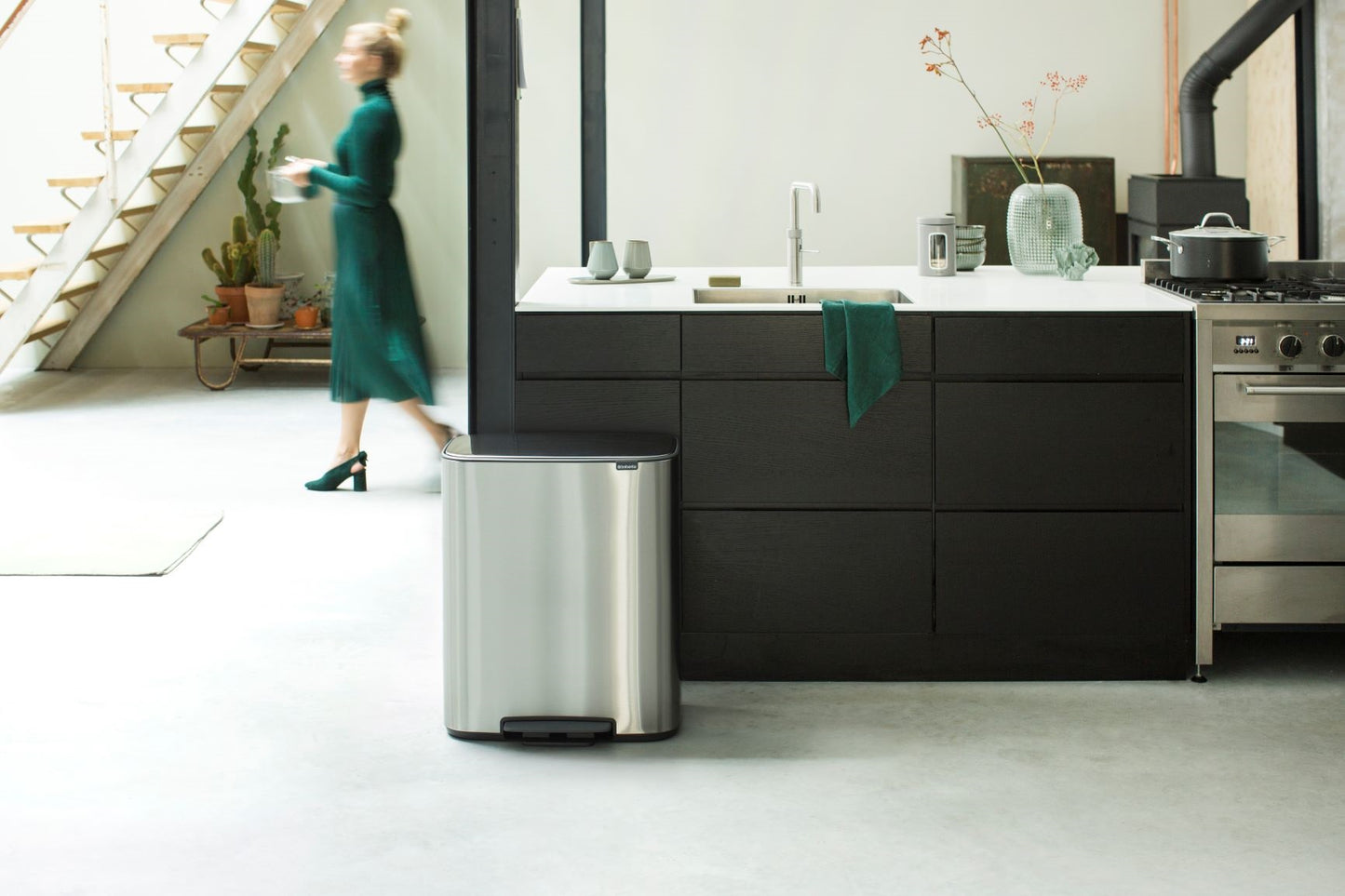 Bo Pedal Bin 60 litre - Matt Steel Fingerprint Proof