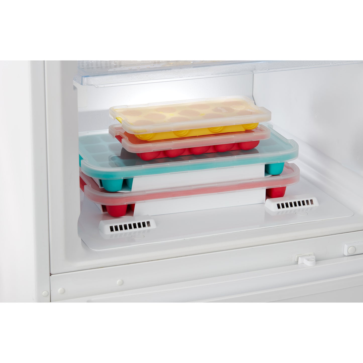 Rectangular Ice Cube Tray with Lid - Red