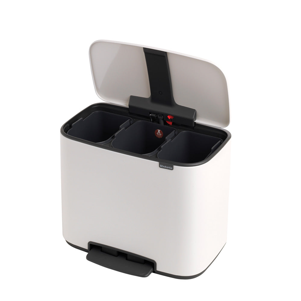 Bo Pedal Bin 3 x 11 Litre - White