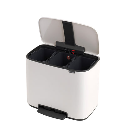 Bo Pedal Bin 3 x 11 Litre - White