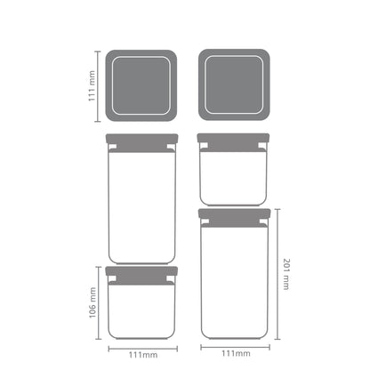 Tasty+ Square Canister Set of 4 - Light Grey Lid