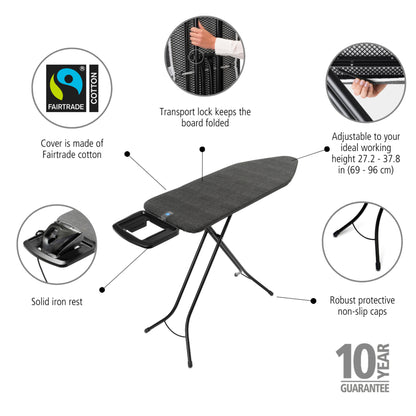 Ironing Board C, 124x45 cm, Solid Steam Iron Rest - Denim Black