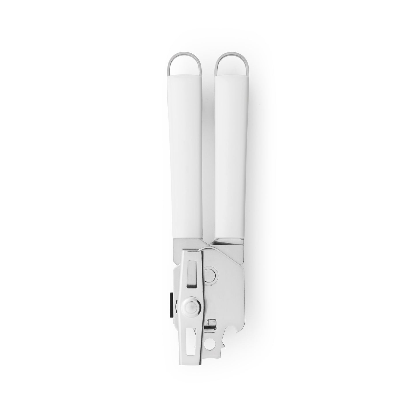 Can Opener with Metal Handle - White