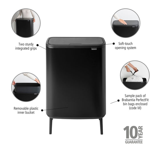 Bo Touch Bin Hi 60 litre - Matt Black
