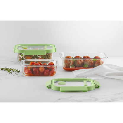 Glass Container Rectangular, 1520 ml - Green