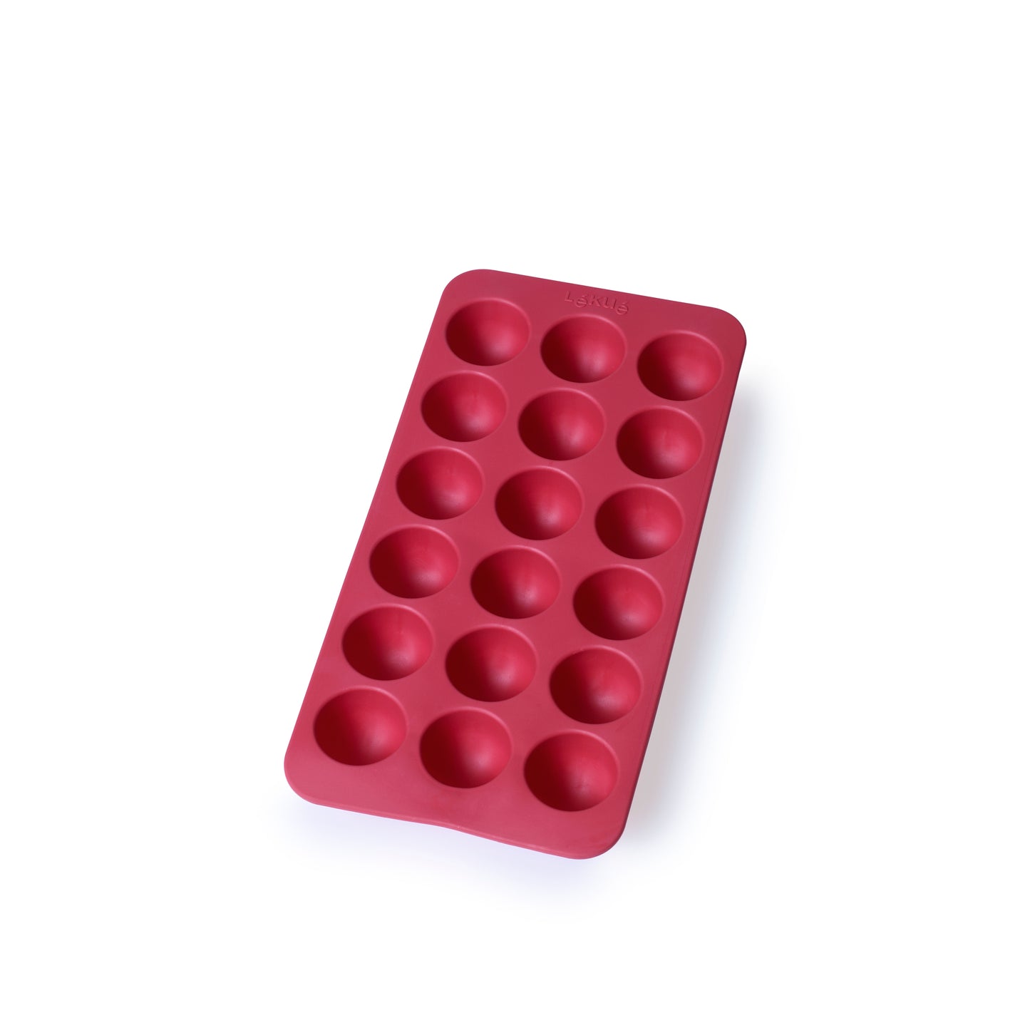 Round Ice Cube Tray with Lid - Red