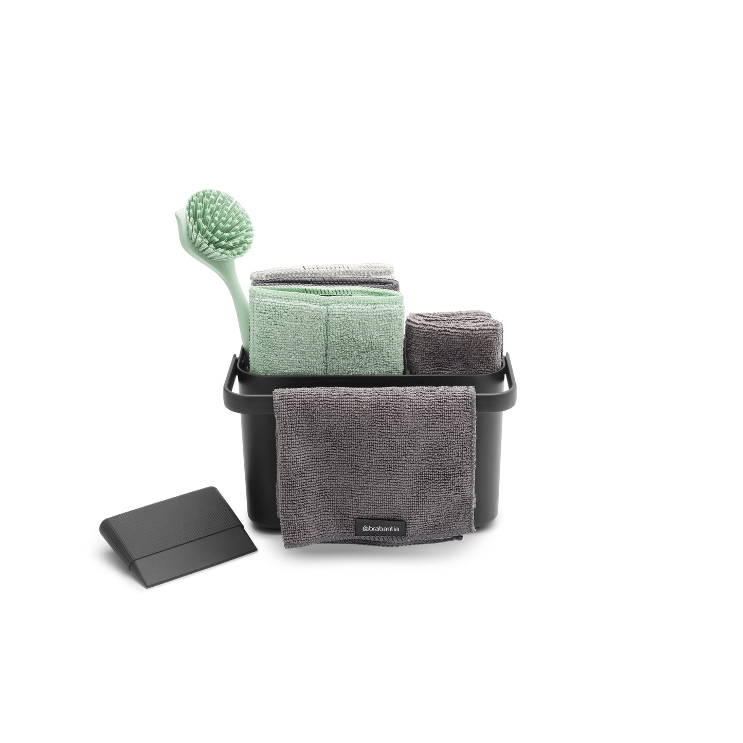 SinkSide Cleaning Set Cleaning Caddy Dish Brush Squeegee 3 Microfibre Cleaning Pads and 2 Microfibre Cleaning Cloths
