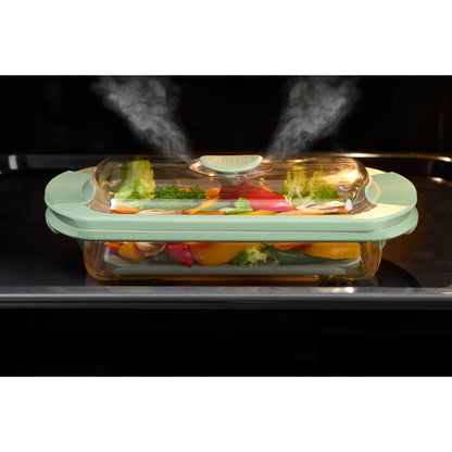 Glass Steam Cooker and Recipe book Set, 2 p, English - Transparent