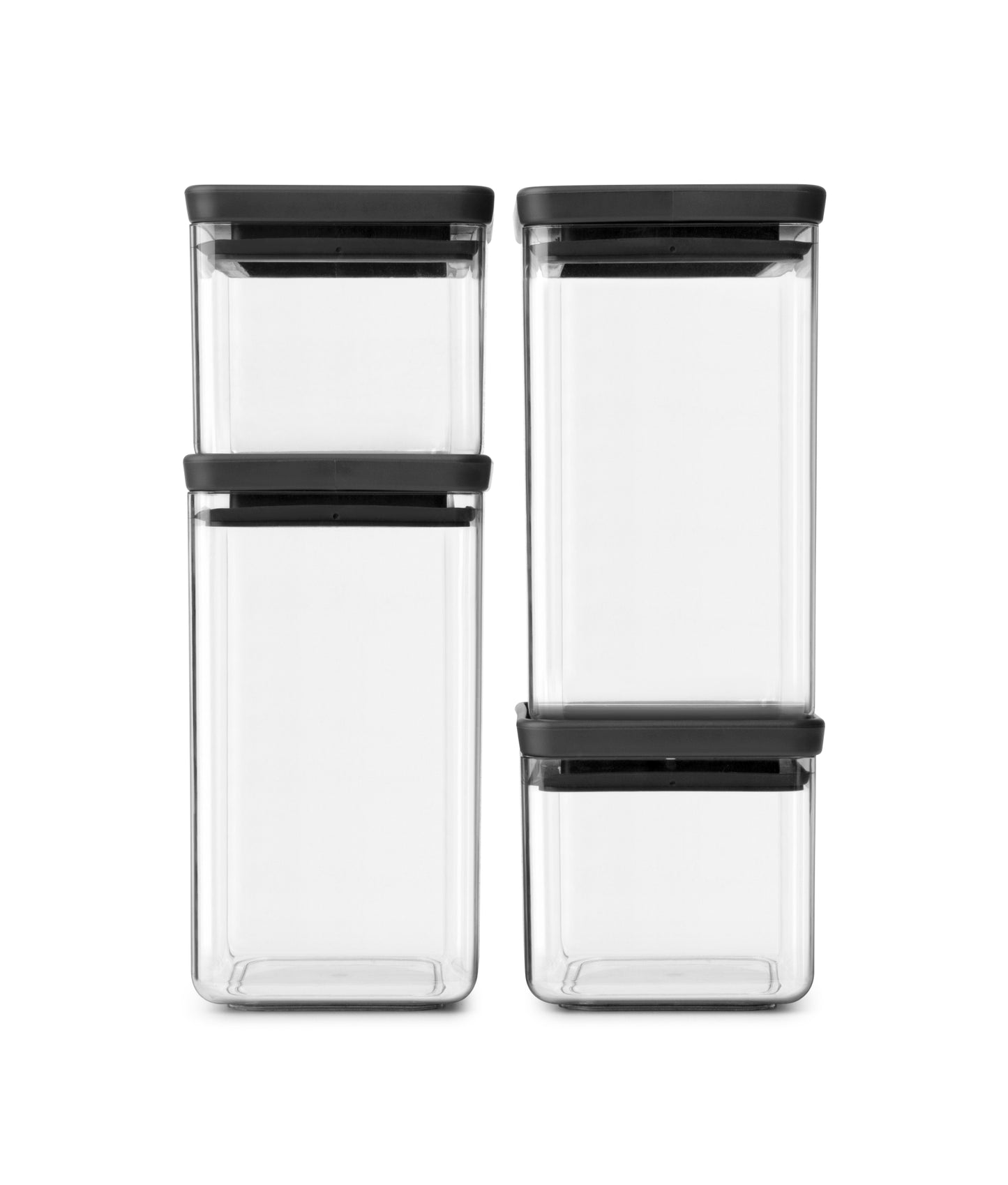 Tasty+ Square Canister Set of 4 - Dark Grey Lid