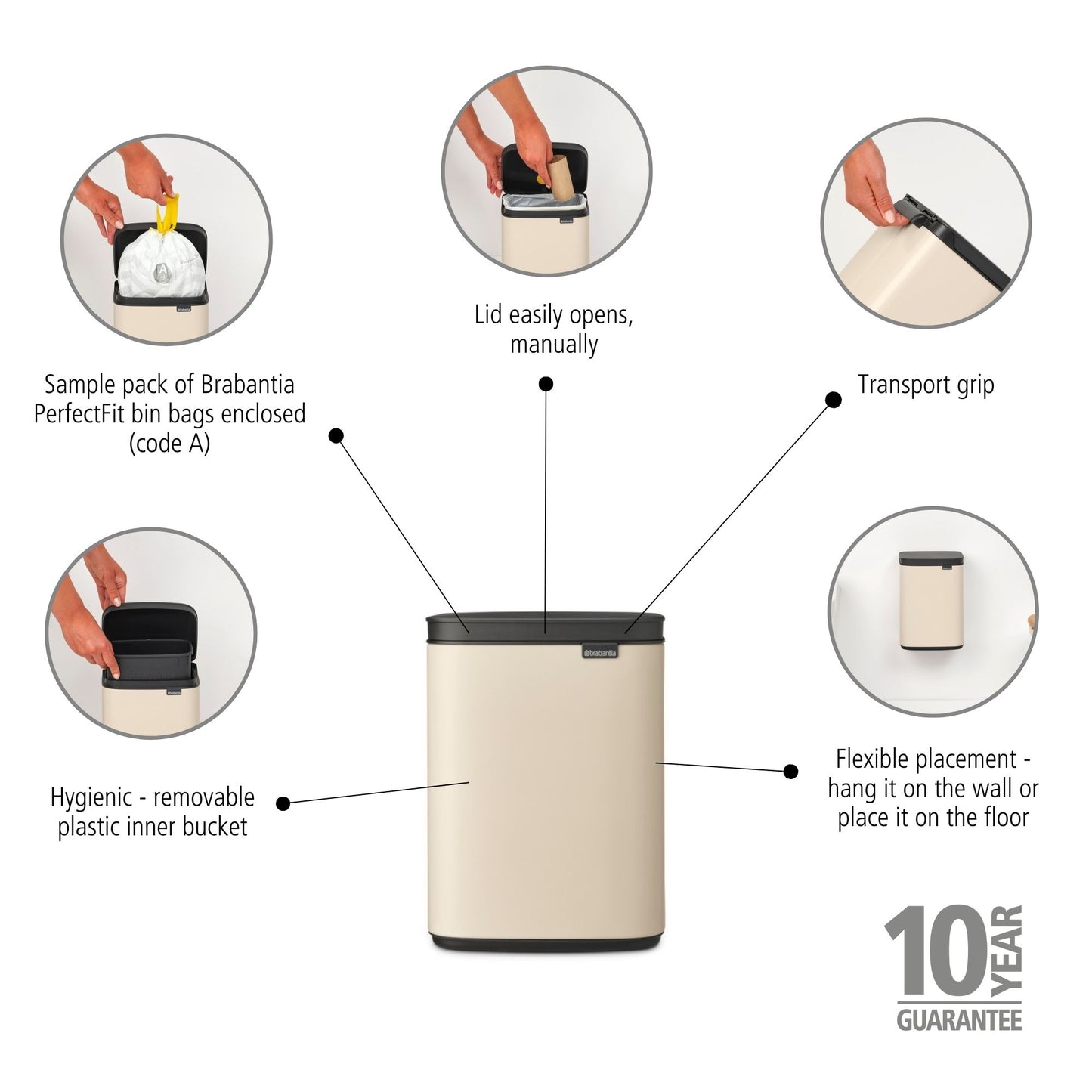 Bo Waste Bin 4 litre - Soft Beige