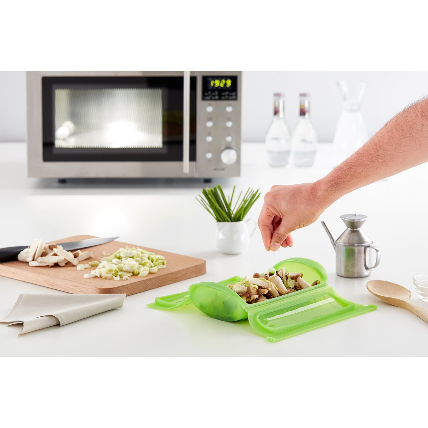 Micro Steam Cooker + Tray 1-2p - Green