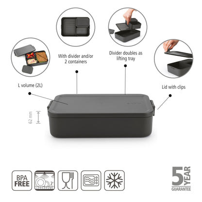 Make & Take Lunch Box Bento, Large - Dark Grey