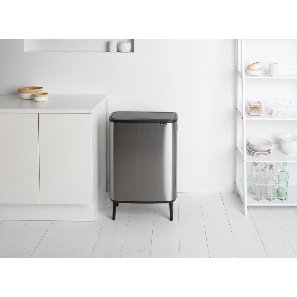 Bo Touch Bin Hi 60 litre - Matt Steel Fingerprint Proof