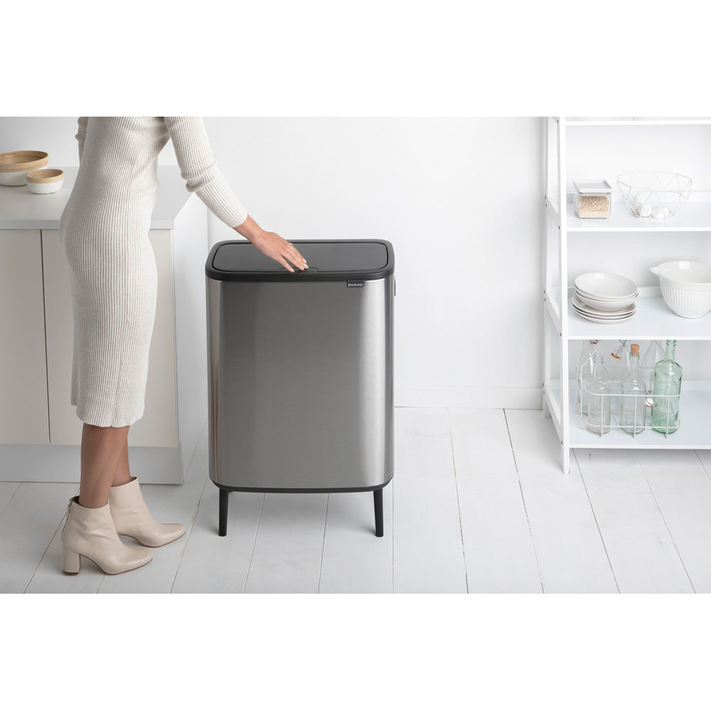 Bo Touch Bin Hi 60 litre - Matt Steel Fingerprint Proof
