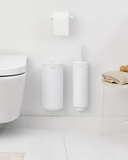 MindSet Toilet Set (Toilet Brush, Toilet Roll Holder, Toilet Roll Dispenser) - Mineral Fresh White