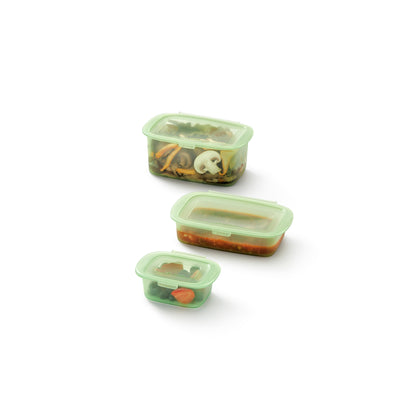 3pc Reusable silicone Boxes - Green