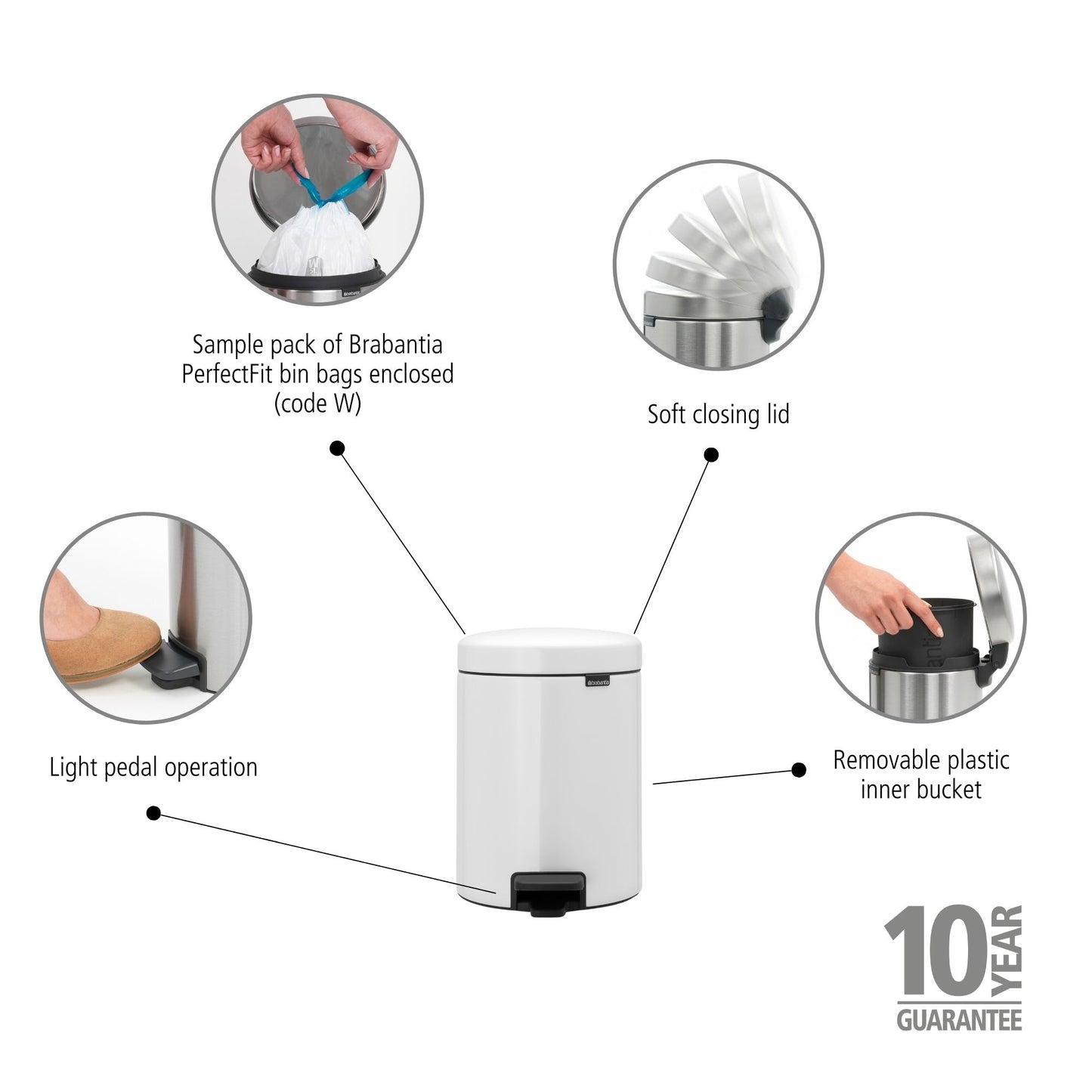 Pedal Bin NewIcon 5 Litre - White