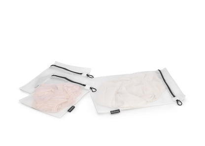 Wash Bags Set of 3 - White / Grey Zipper