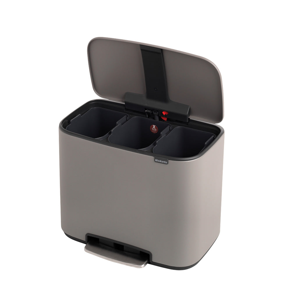 Bo Pedal Bin 3 x 11 litre - Mineral Concrete Grey