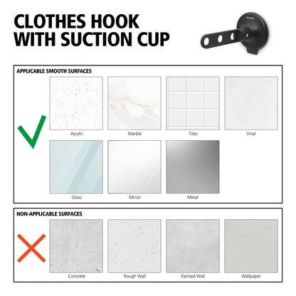 Clothes hook with Suction Cup - Black