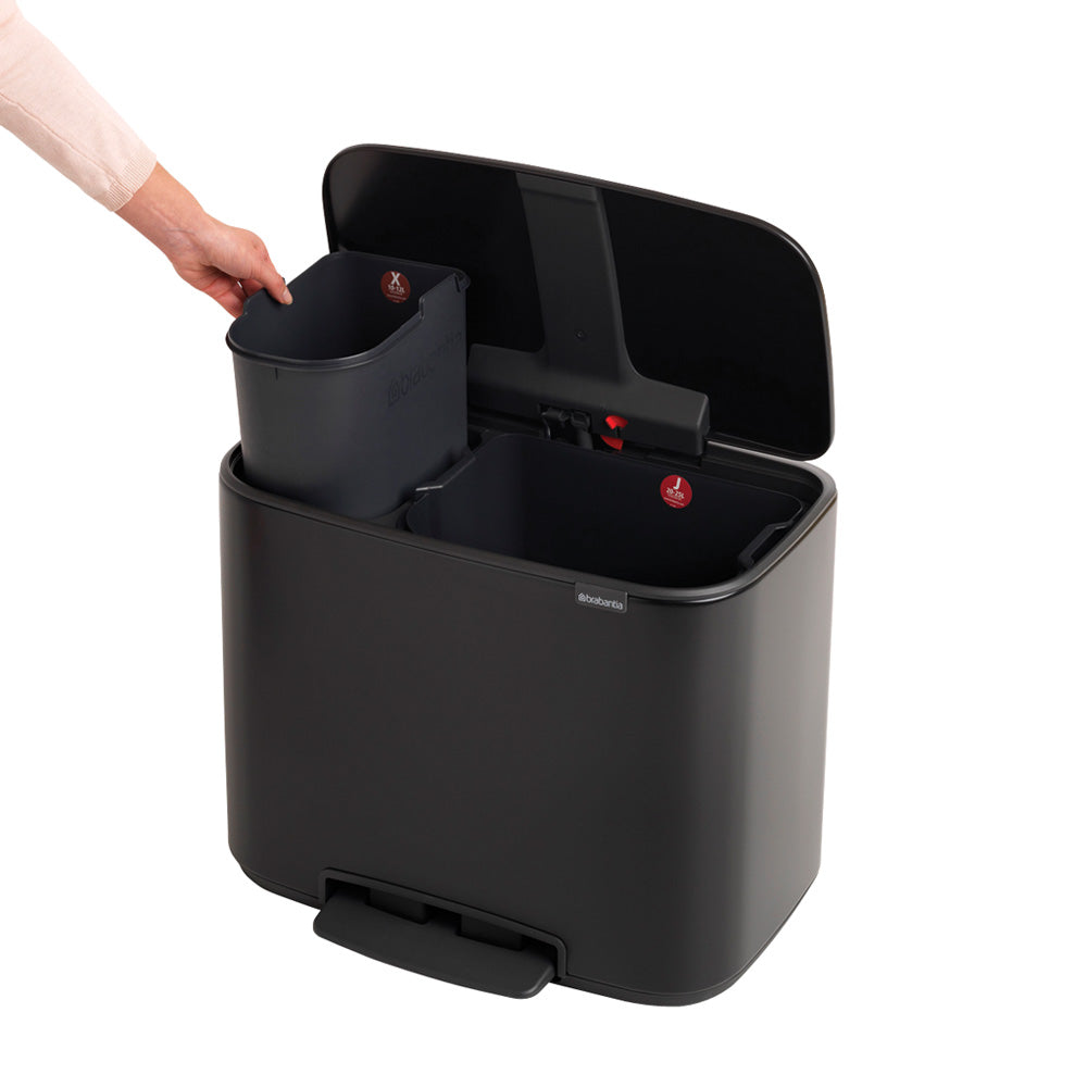 Bo Pedal Bin 11 + 23 litre - Matt Black