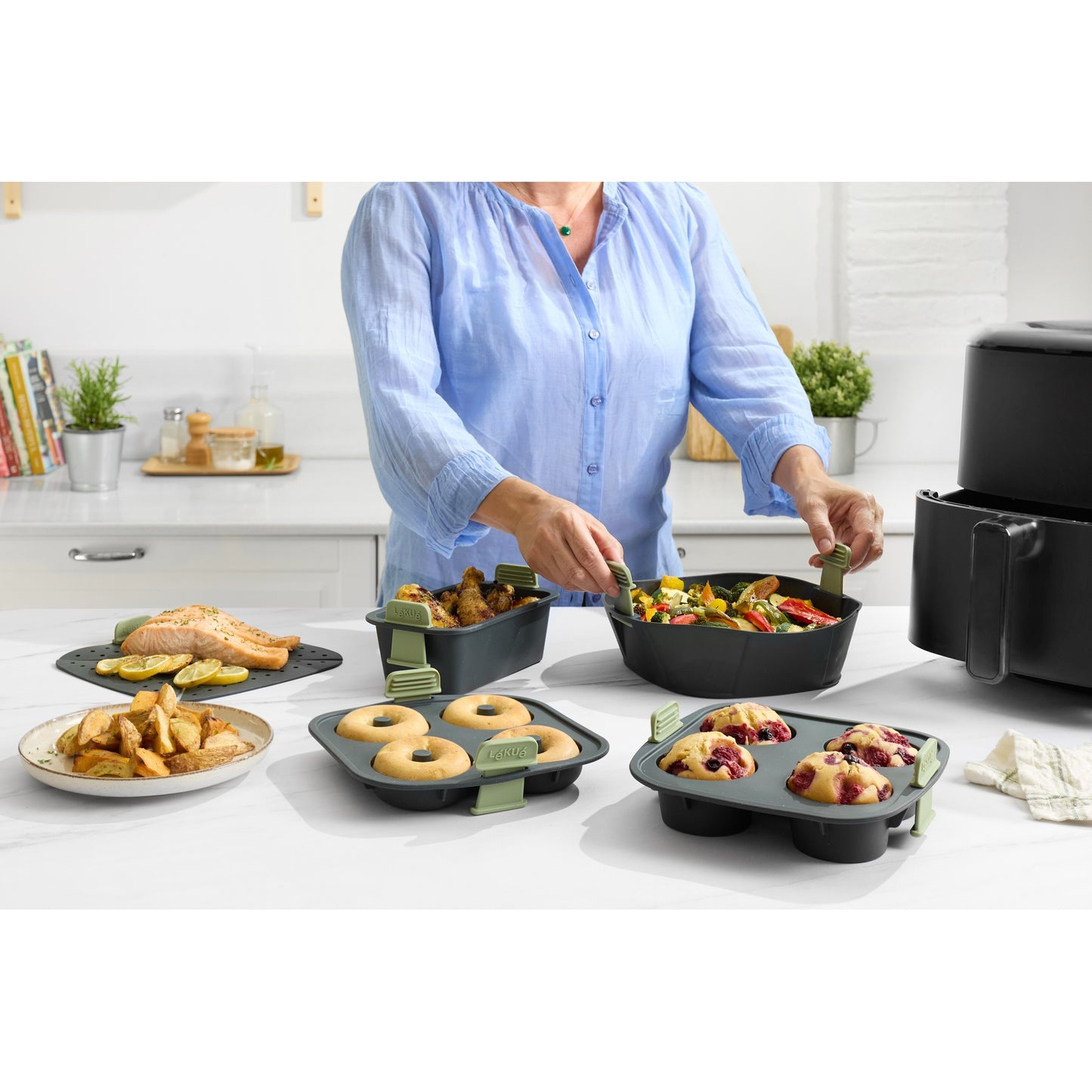 Air fryer Rectangular Basket - Grey