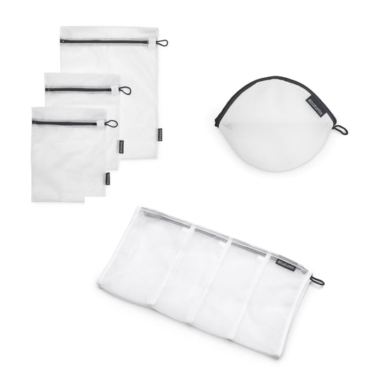 Bra, Sock and Wash Bag Set - White / Grey Zipper