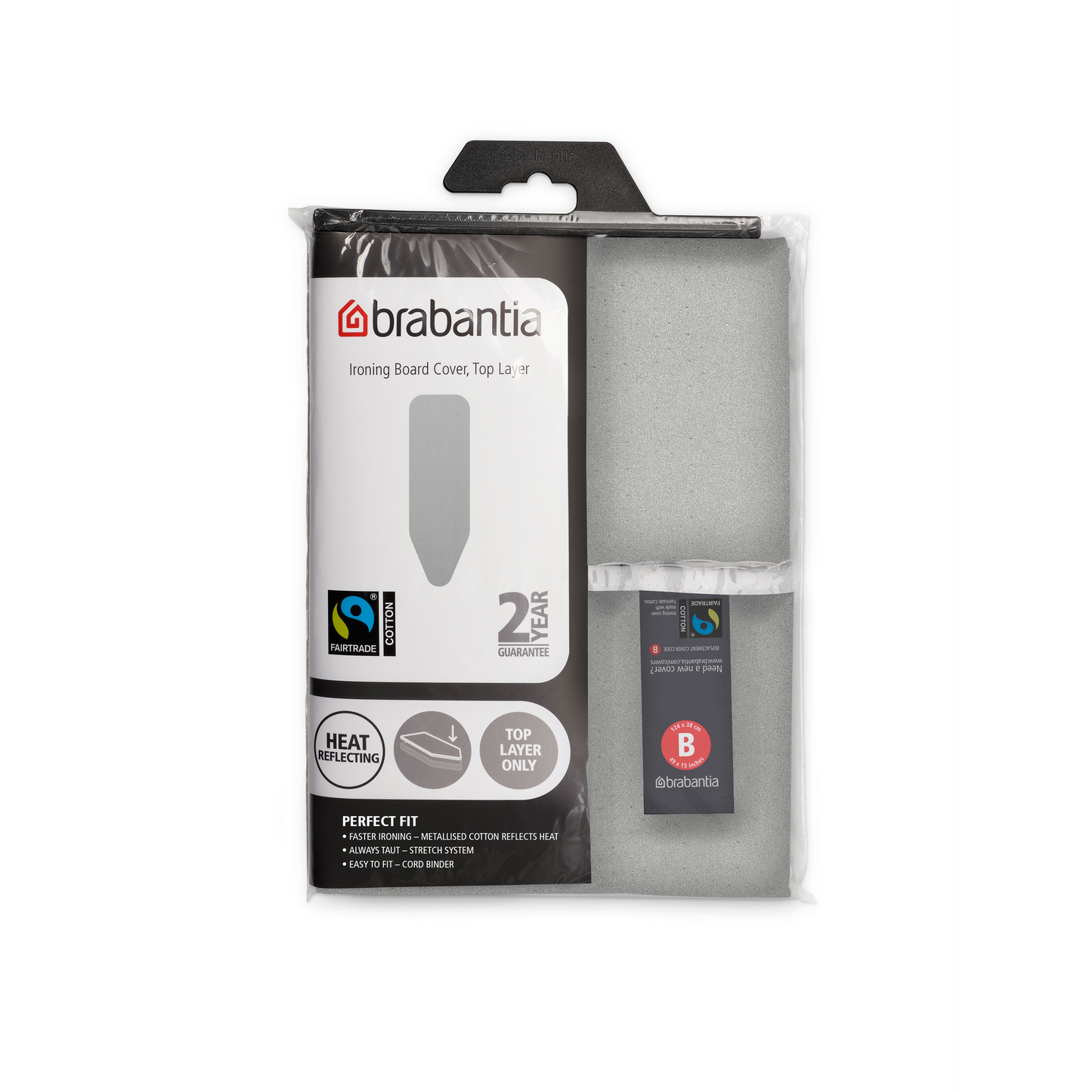 Ironing Board Cover (B) 124x38cm, Top Layer - Metalised