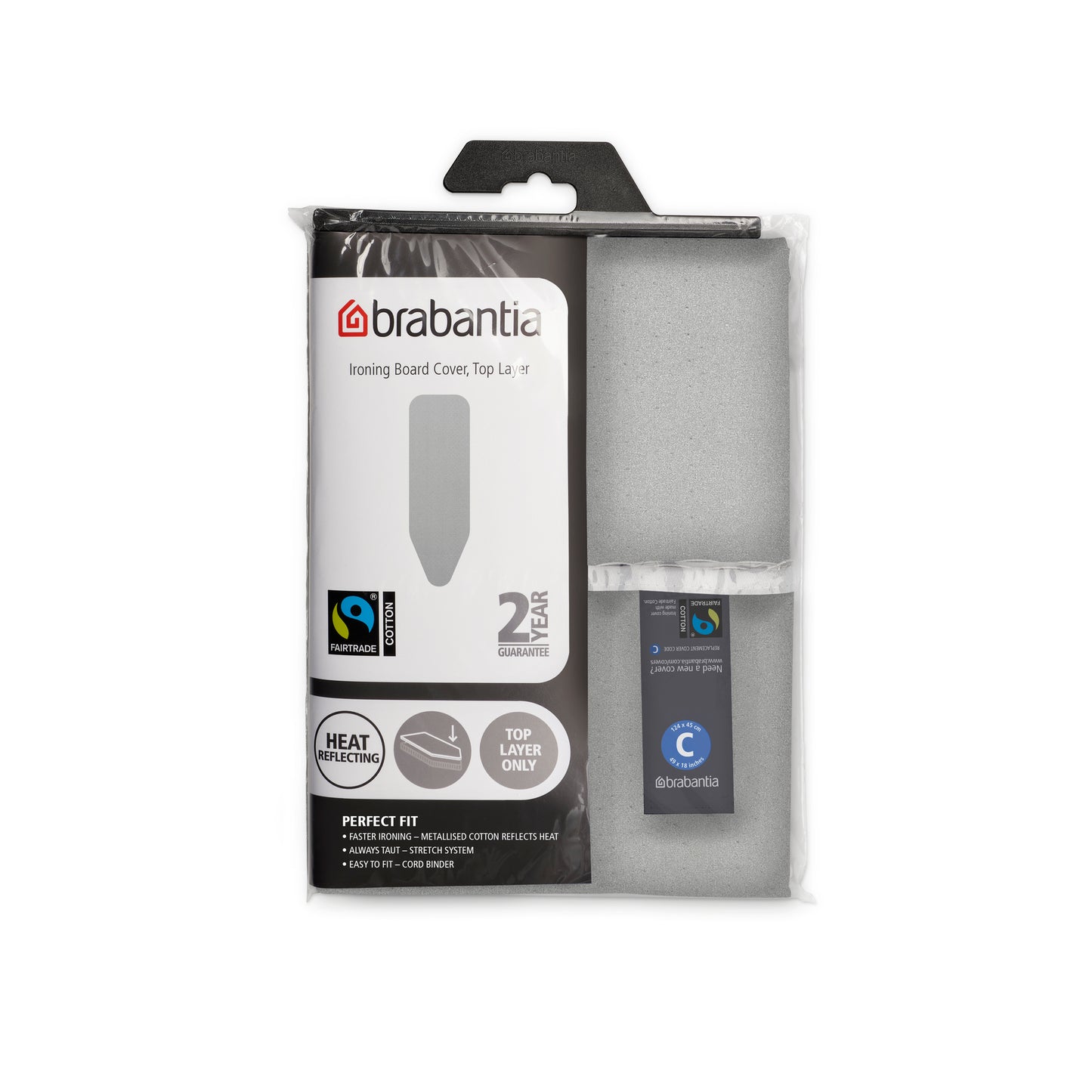 Ironing Board Cover (C) 124x45cm, Top Layer - Metalised