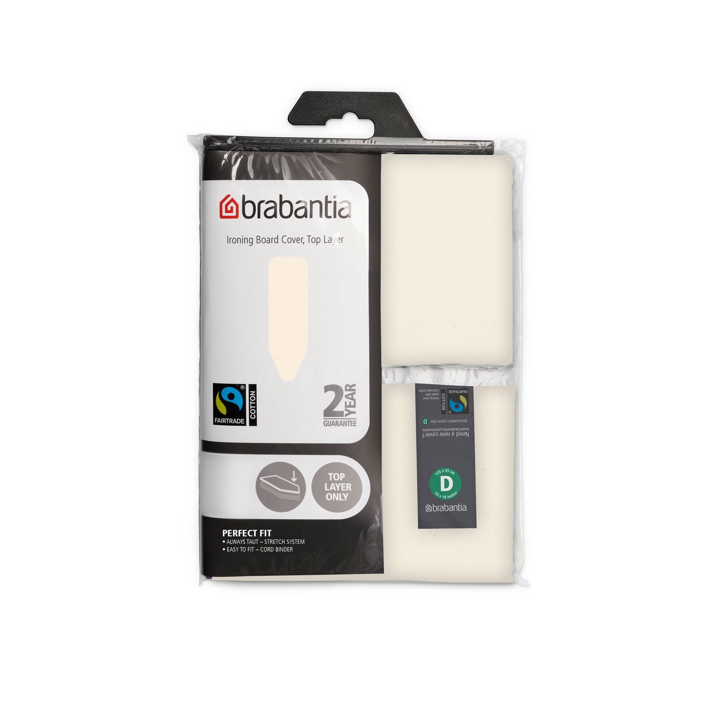 Ironing Board Cover (D) 135x45cm, Top Layer - Ecru