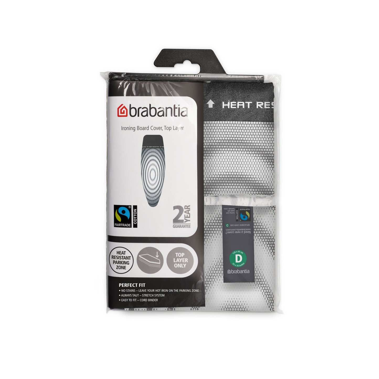 Ironing Board Cover (D) 135x45cm, Top Layer Heat Resistant Parking Zone - Titan Oval