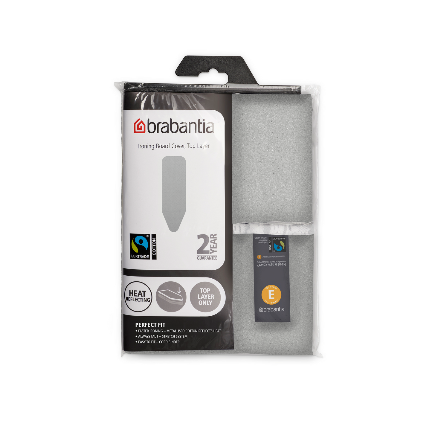 Ironing Board Cover (E) 135x49cm, Top Layer - Metalised